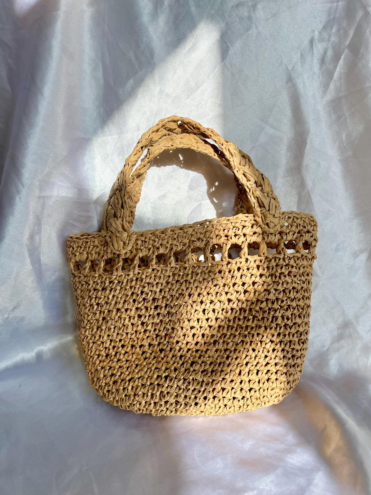 Mini summer raffia beach tote