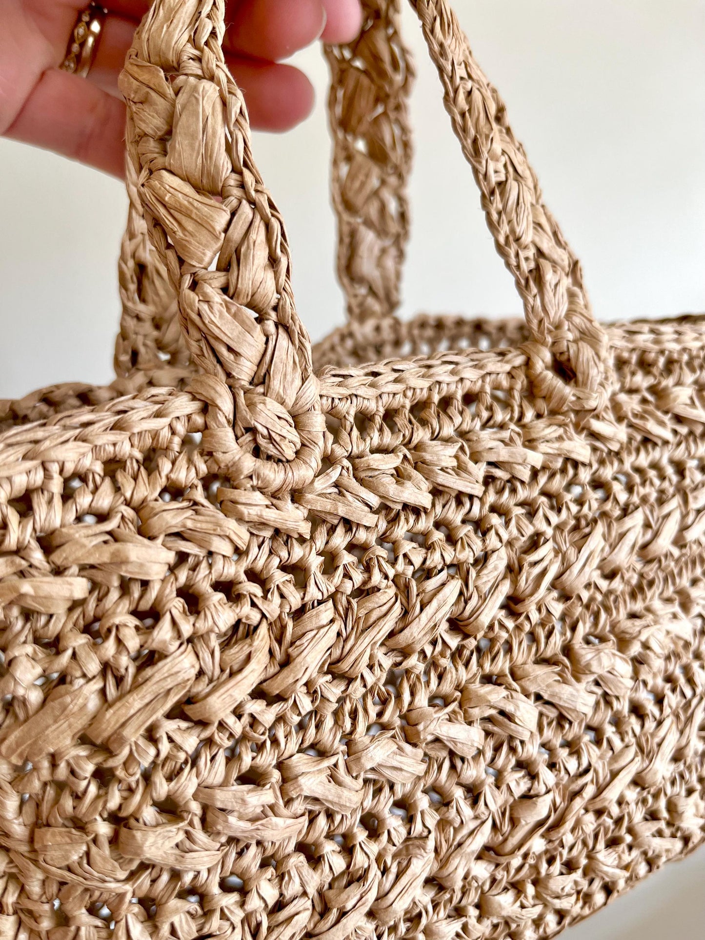 Mini summer raffia tote bag