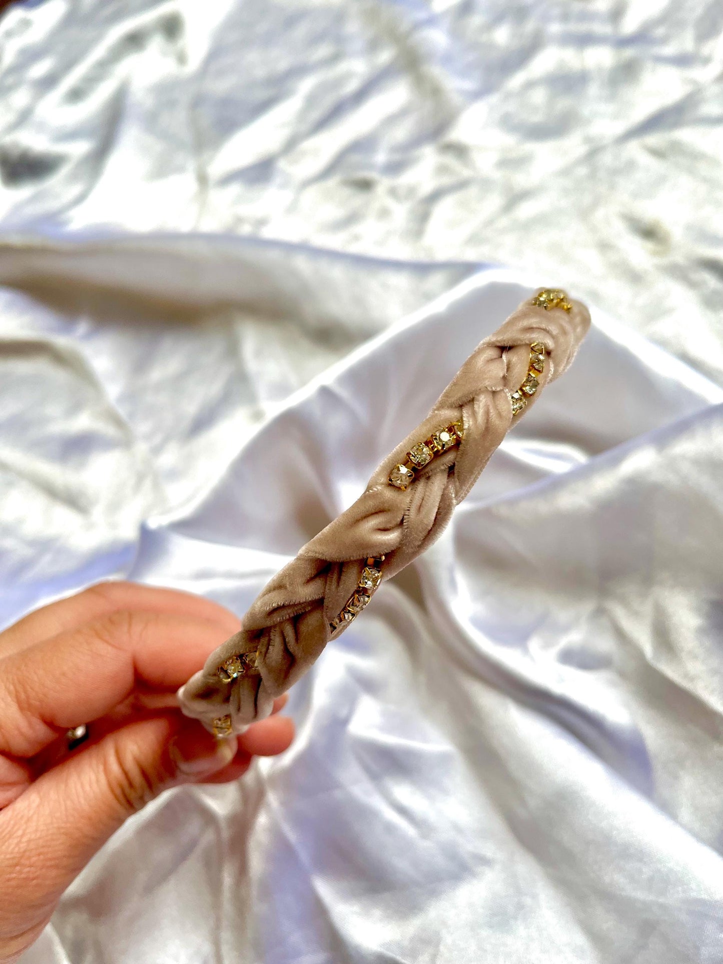 Chic Diamante braided velvet headband