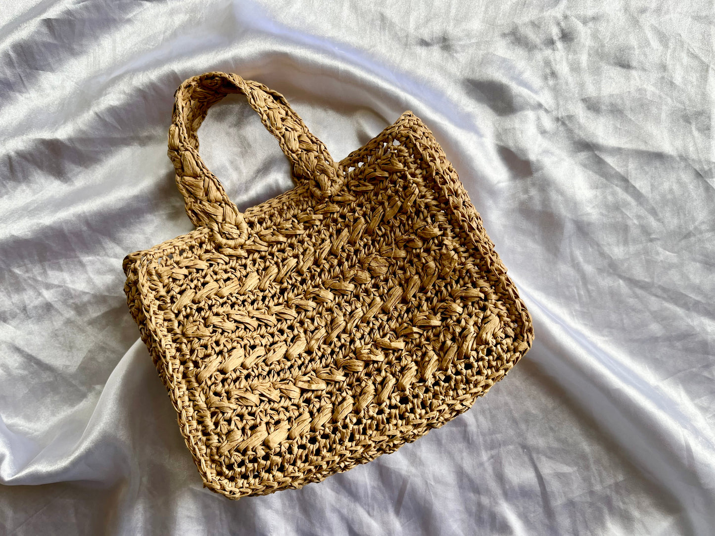 Mini summer raffia tote bag
