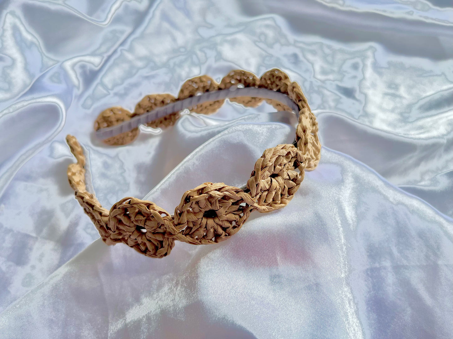Boho crochet raffia headband