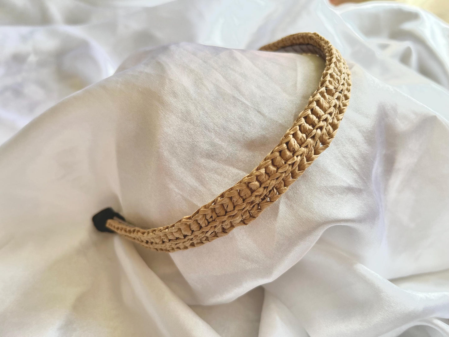 Crochet summer raffia headband