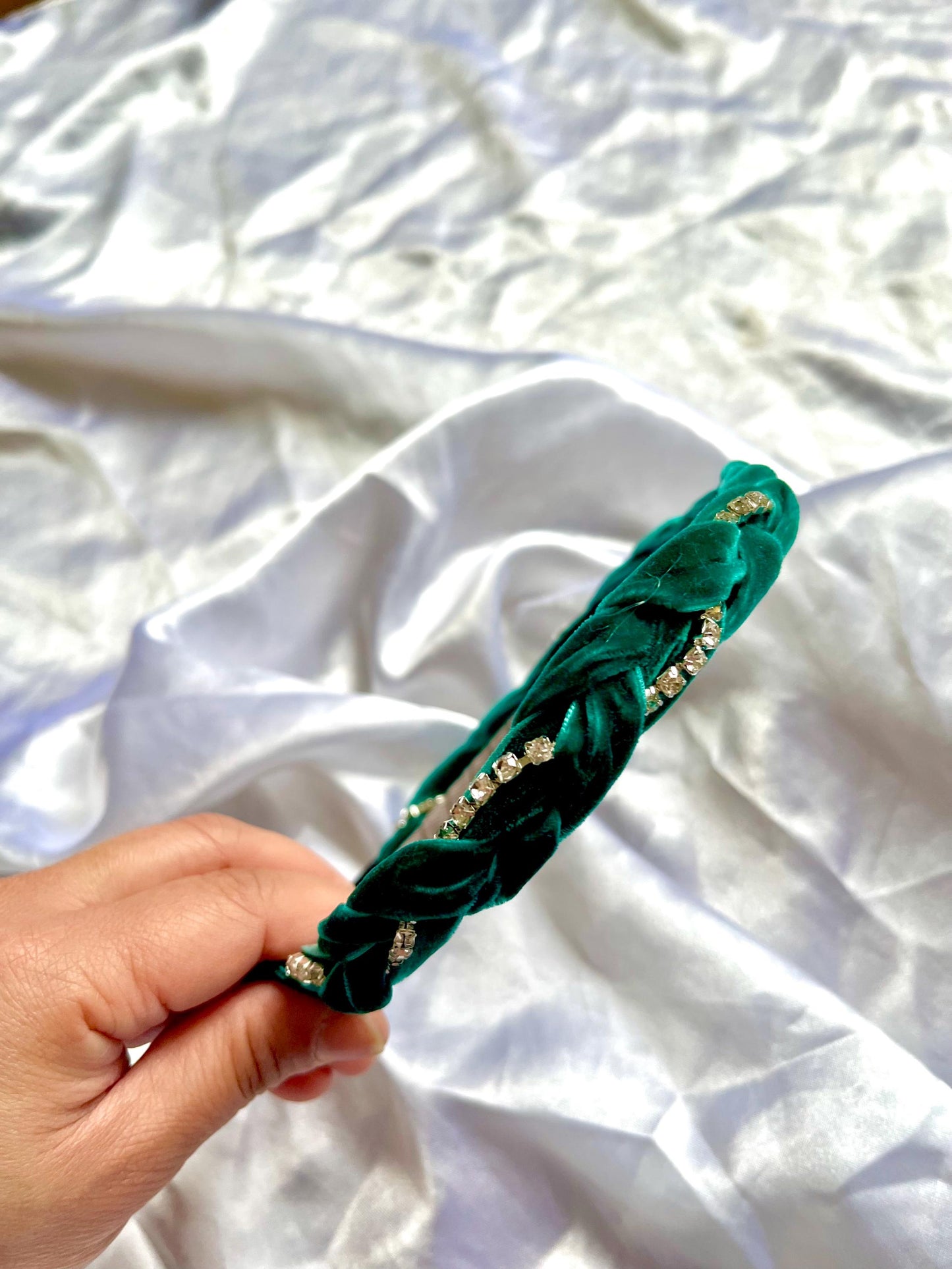 Chic Diamante braided velvet headband