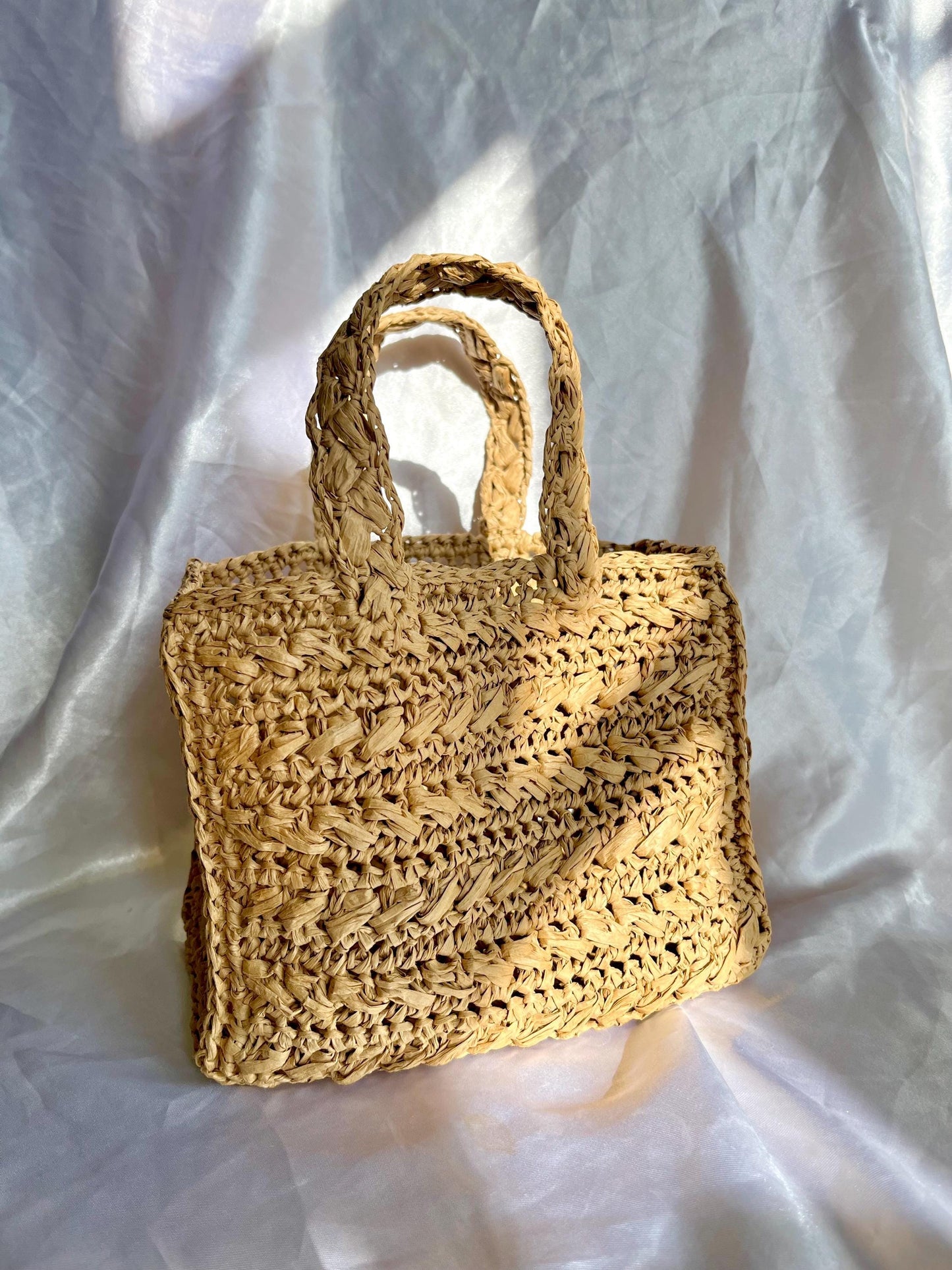 Mini summer raffia tote bag
