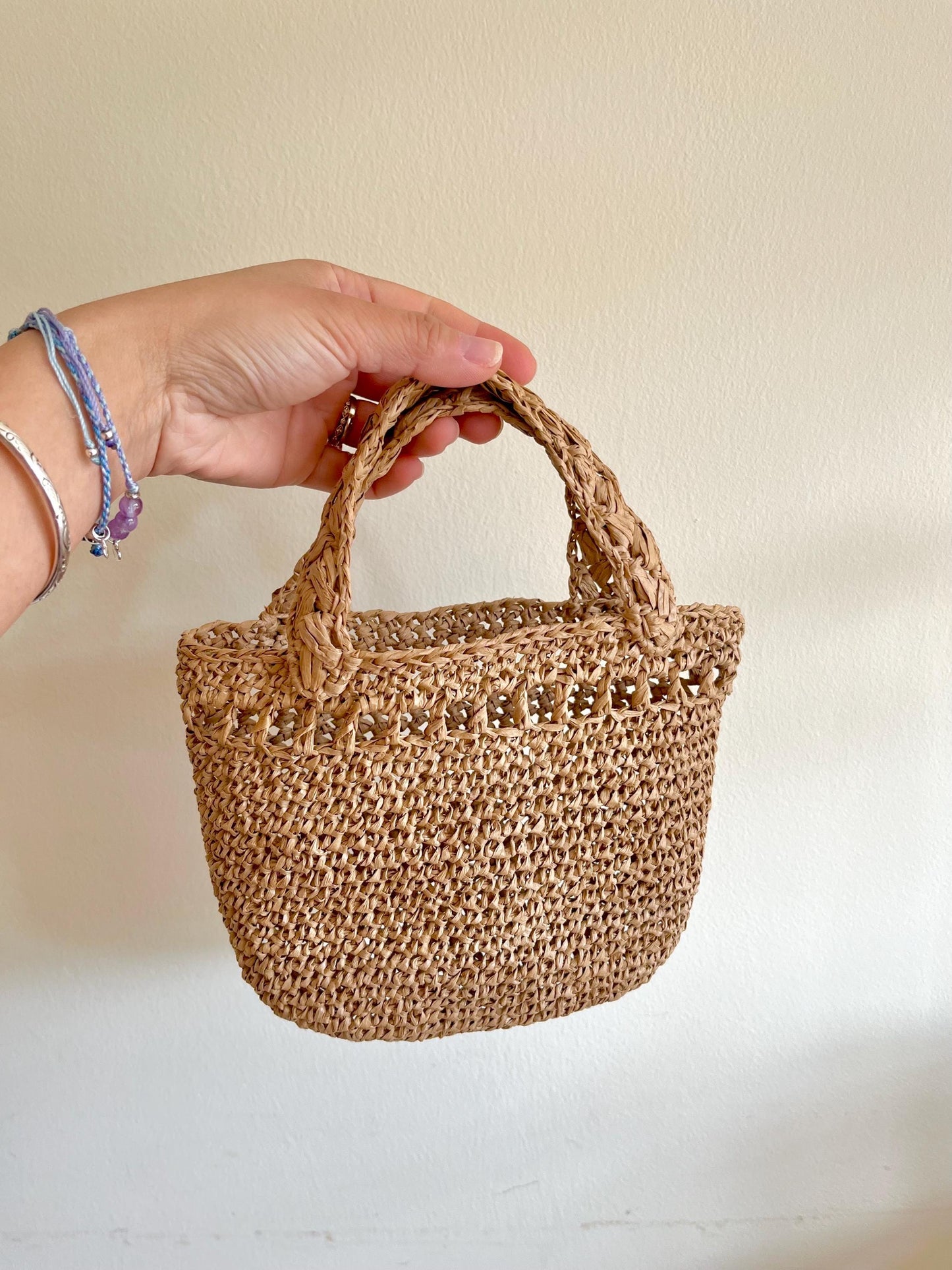 Mini summer raffia beach tote