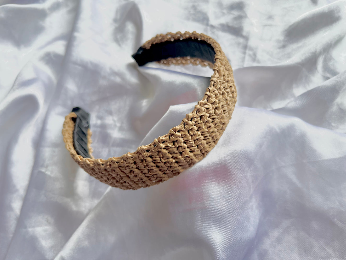 Crochet summer raffia headband