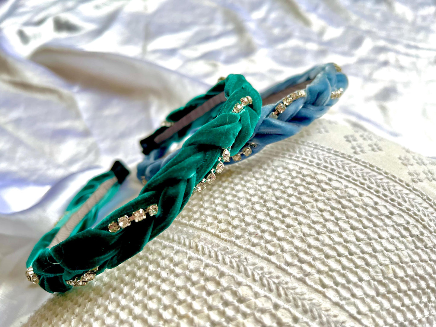Chic Diamante braided velvet headband