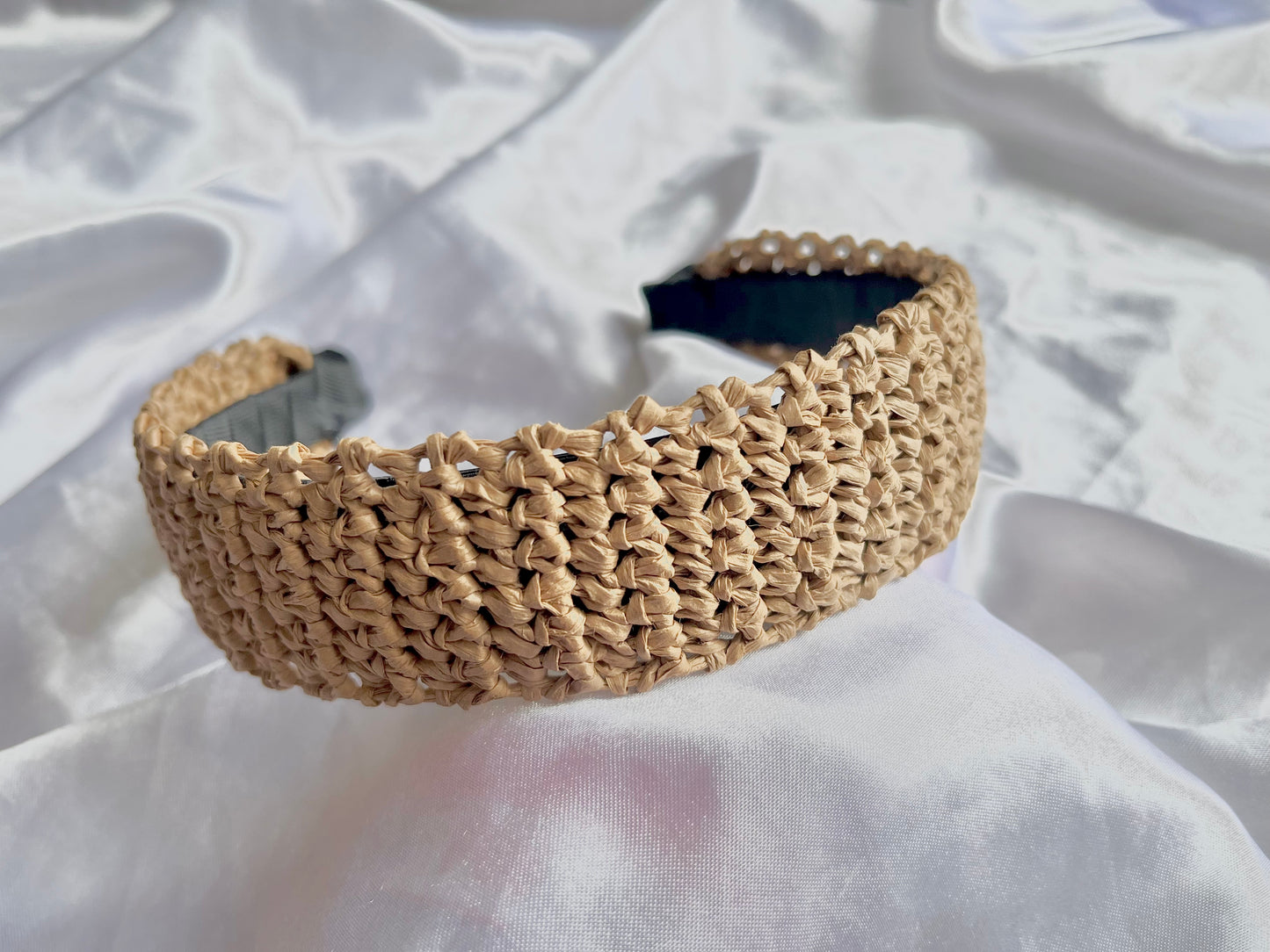 Crochet summer raffia headband