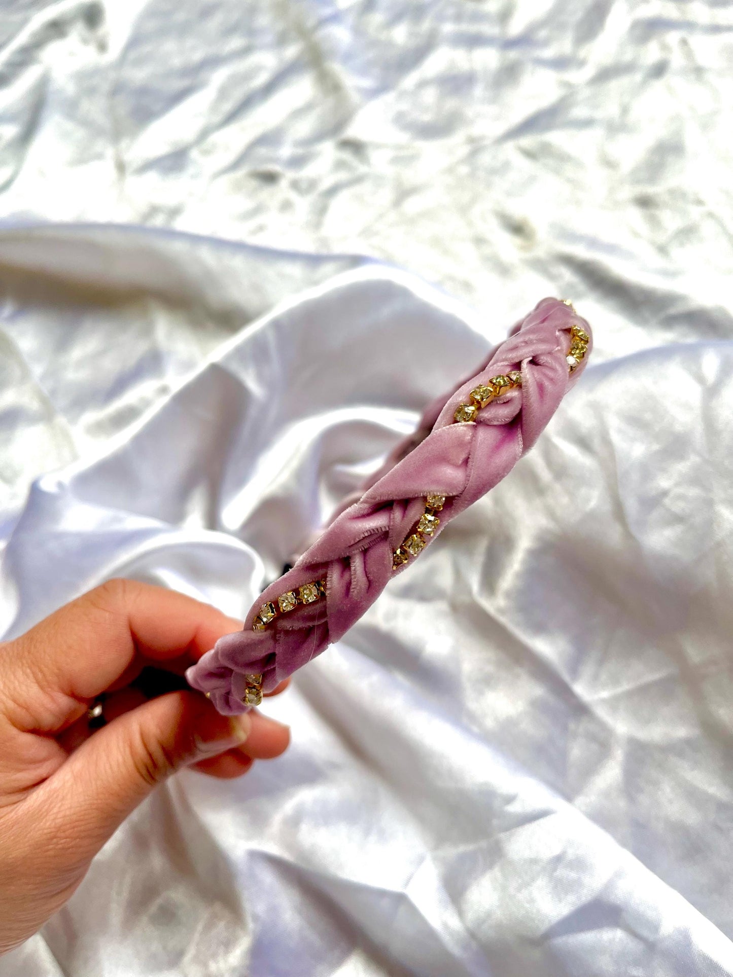 Chic Diamante braided velvet headband