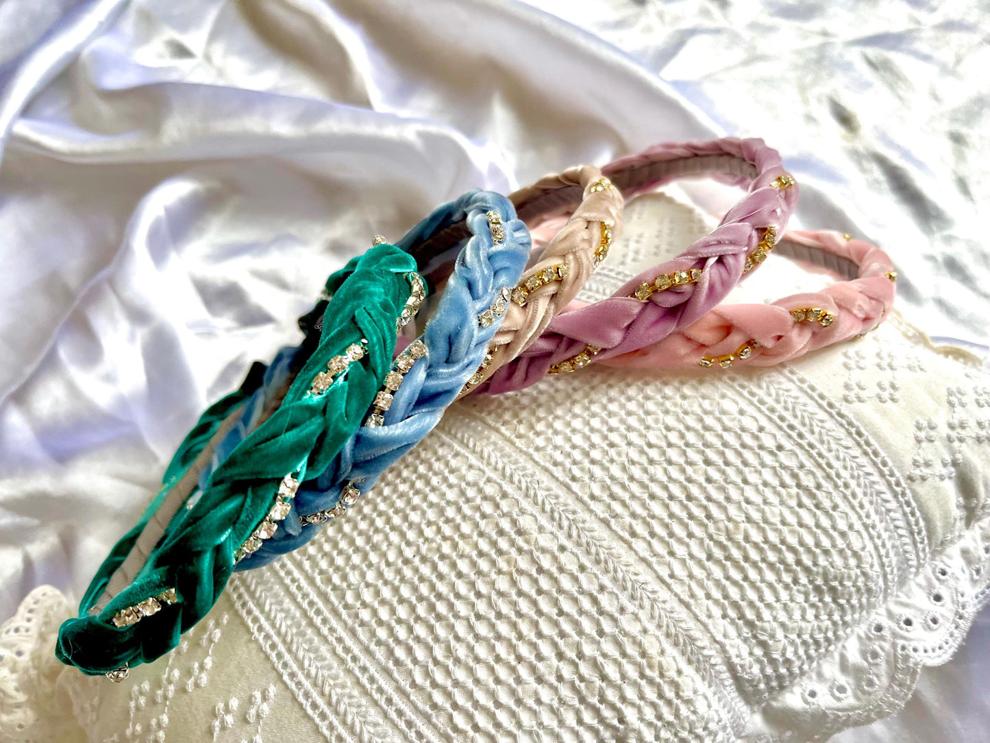 Chic Diamante braided velvet headband