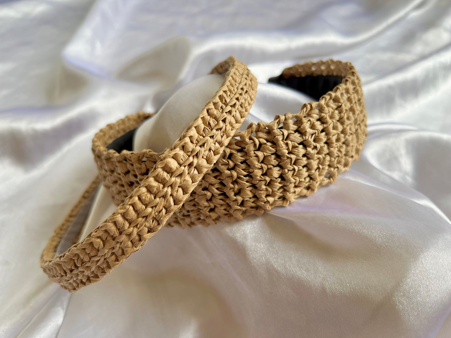Crochet summer raffia headband
