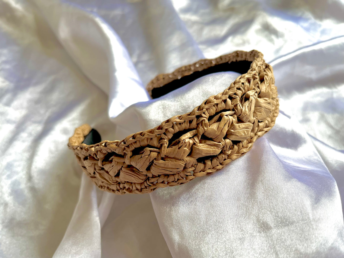 Bohemian crochet raffia headband