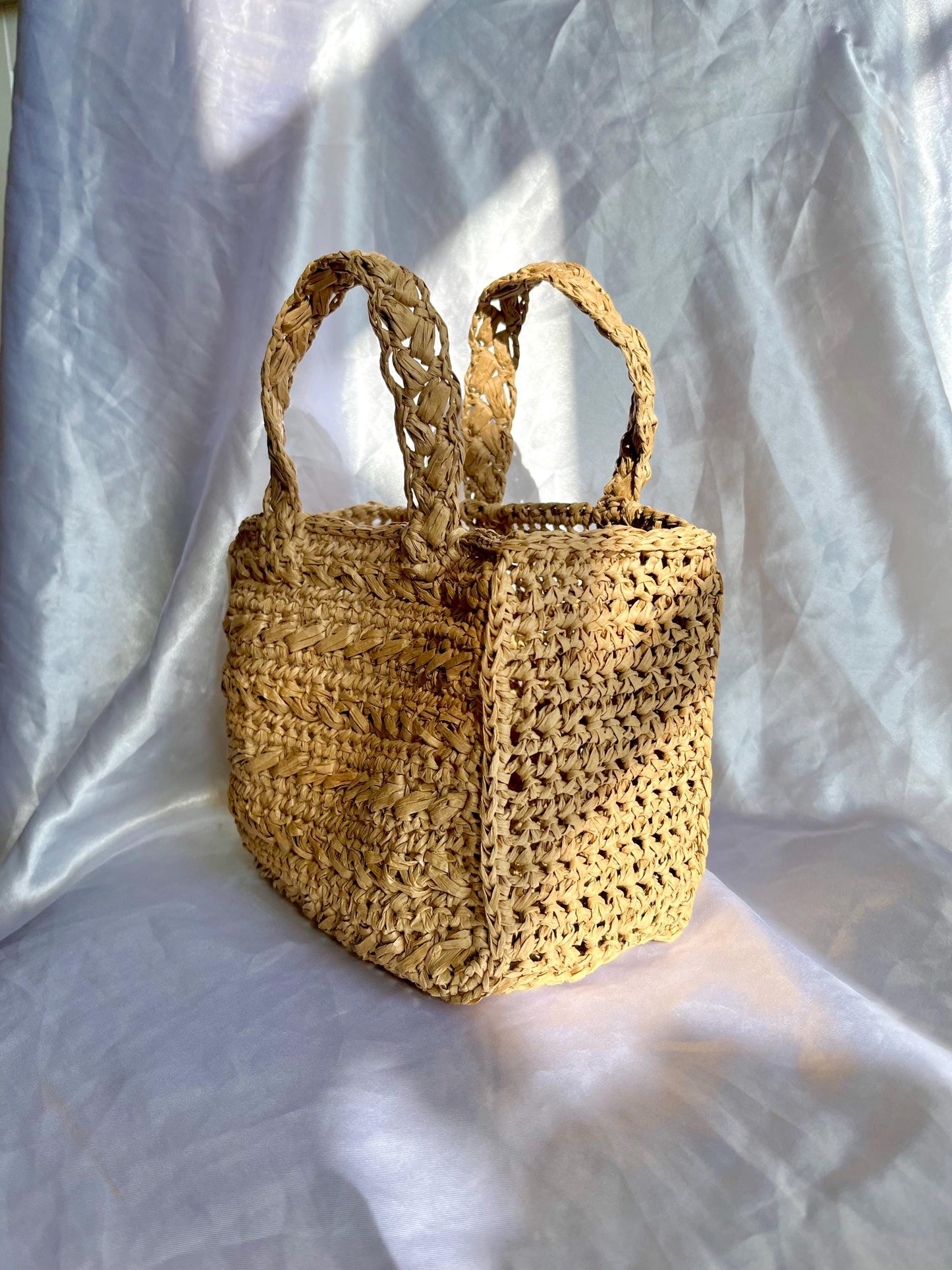 Mini summer raffia tote bag
