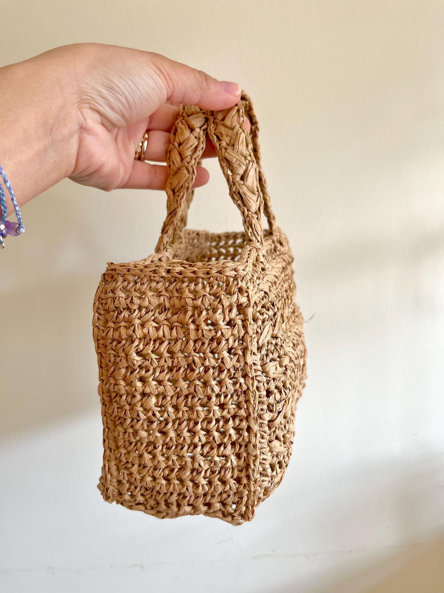 Mini summer raffia tote bag