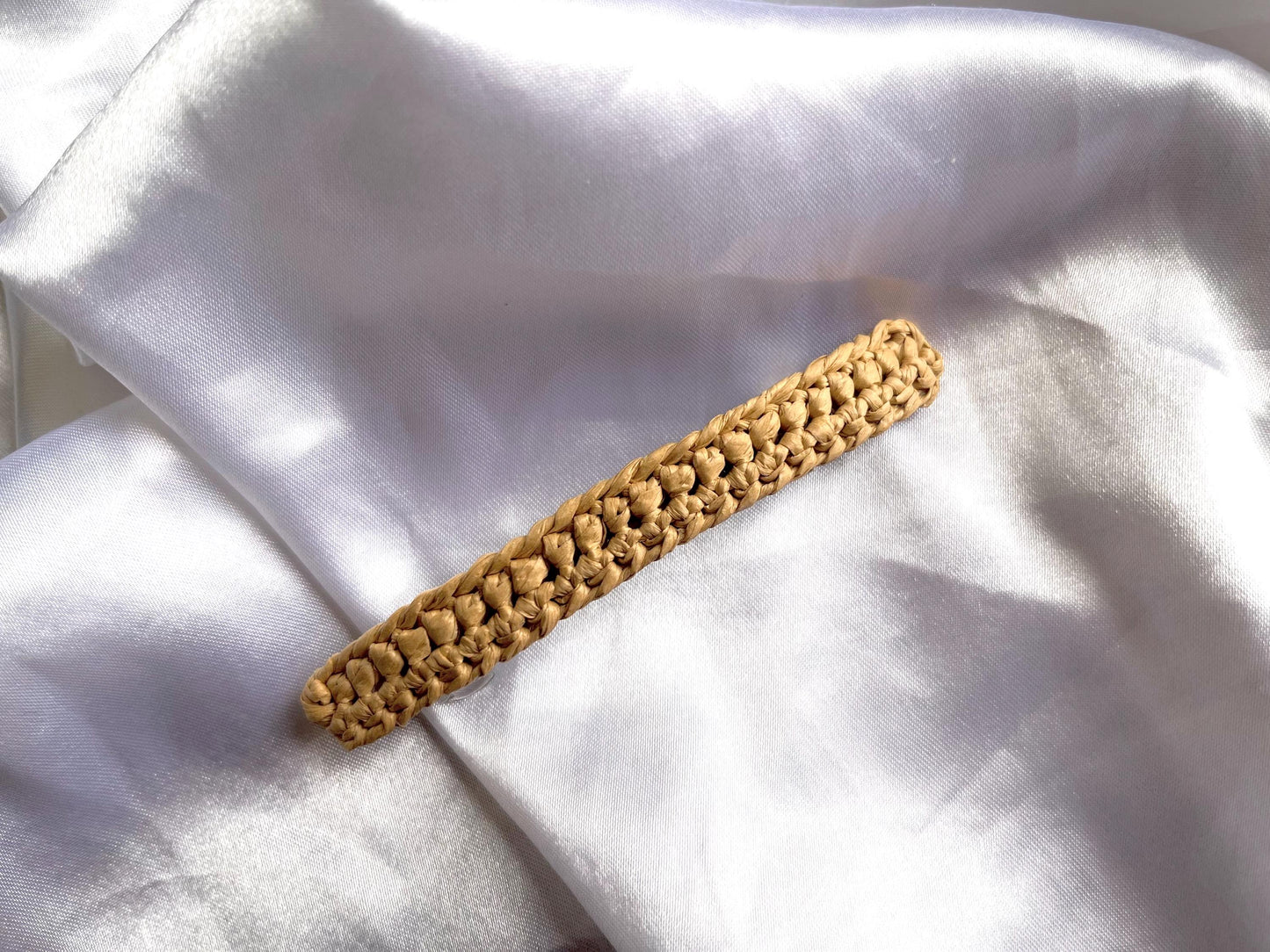 Raffia Barrette for minimalist summer holiday style beach look
