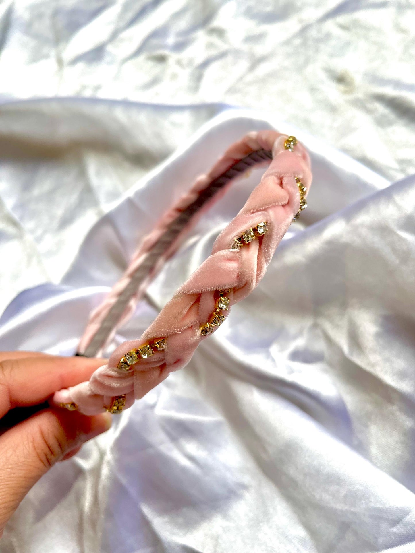 Chic Diamante braided velvet headband