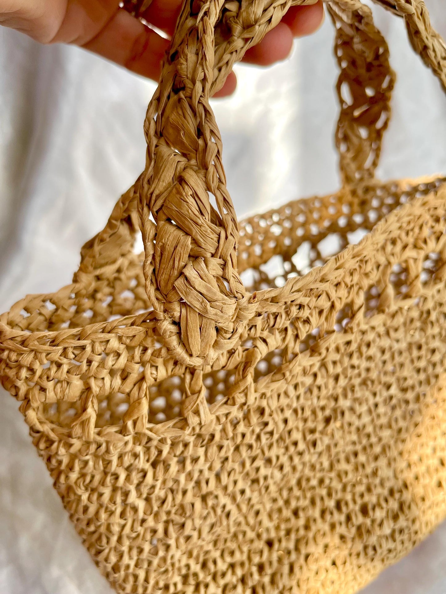 Mini summer raffia beach tote