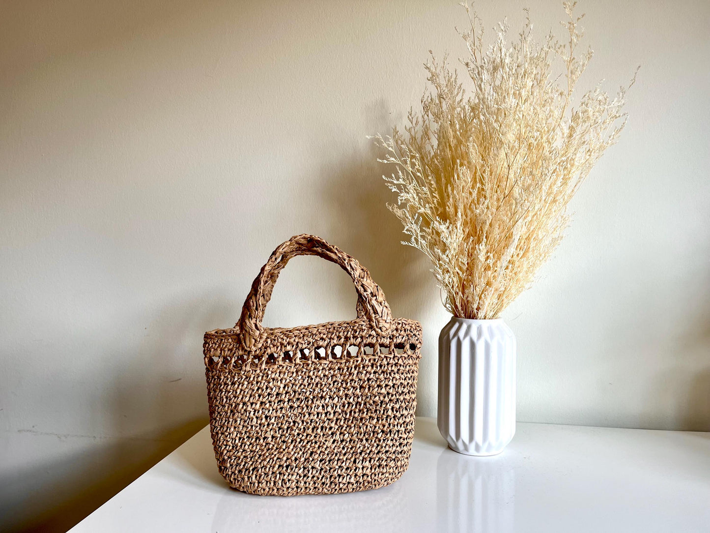 Mini summer raffia beach tote