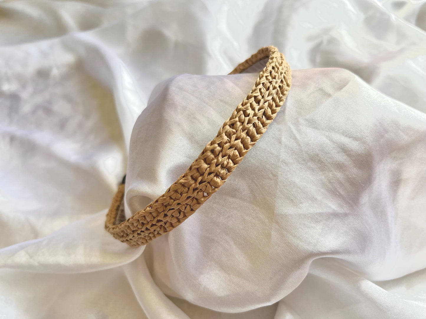 Crochet summer raffia headband