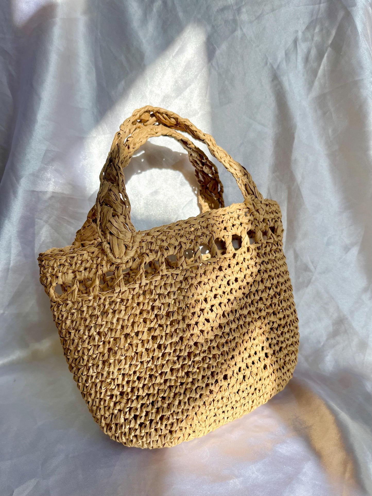Mini summer raffia beach tote