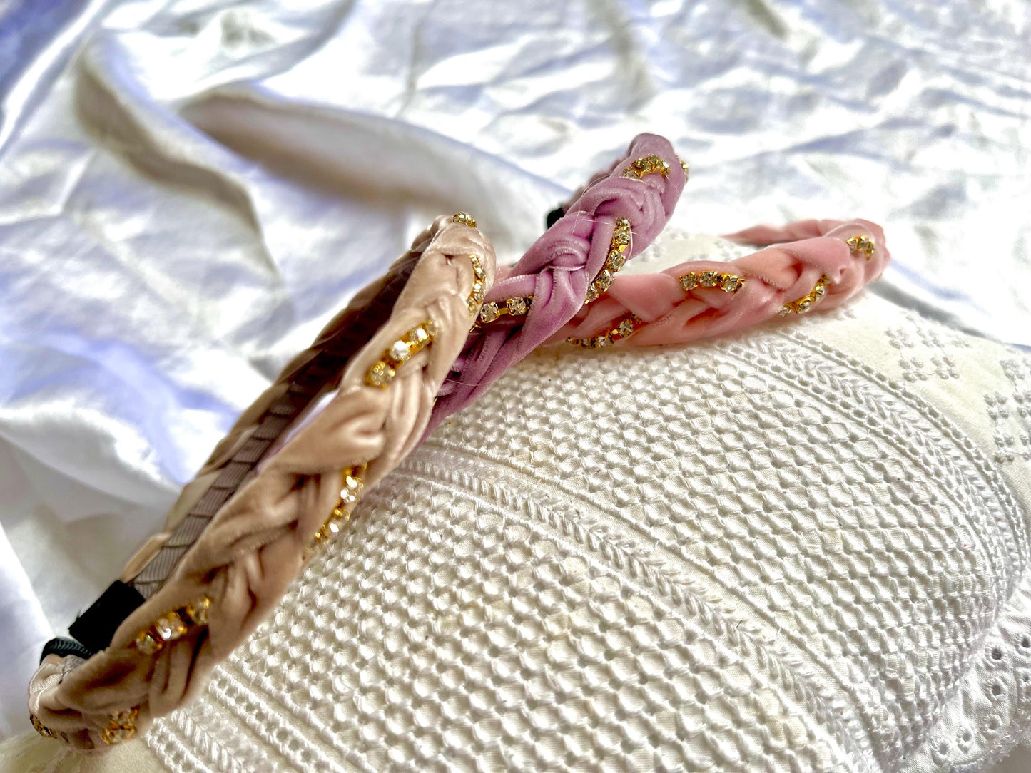 Chic Diamante braided velvet headband