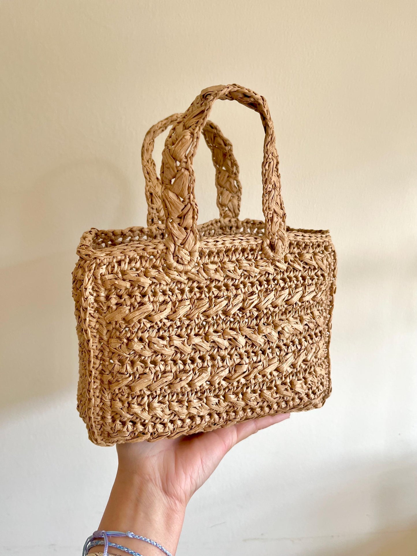 Mini summer raffia tote bag