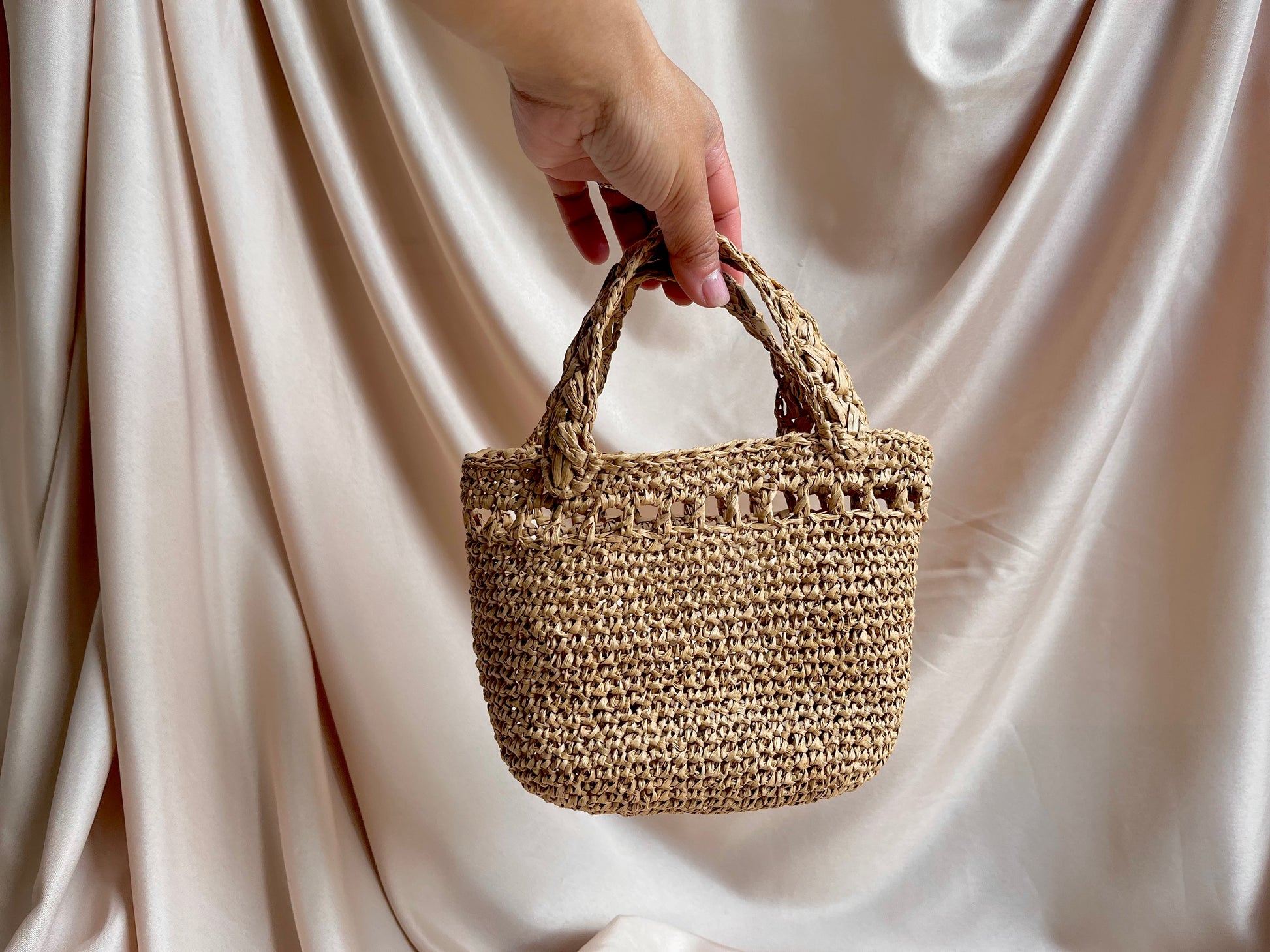 Mini summer raffia beach tote