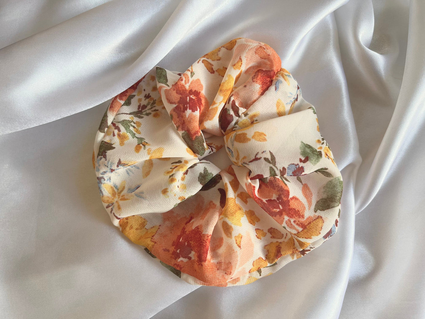 Spring colourful floral scrunchie 