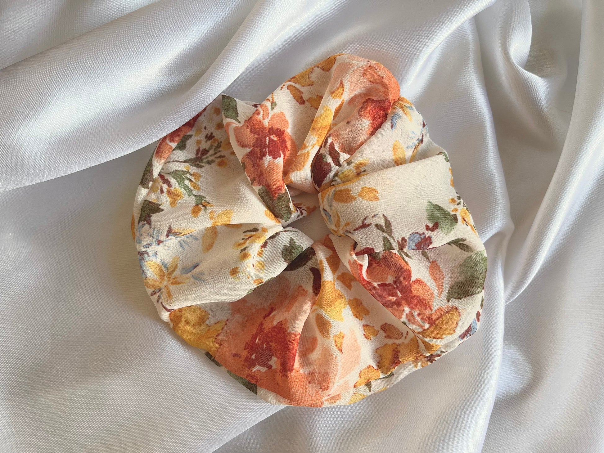 Spring colourful floral scrunchie 