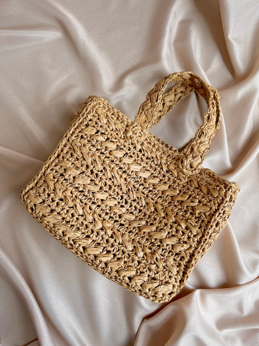 Mini summer raffia tote bag