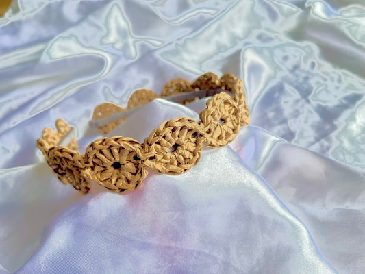 Boho crochet raffia headband