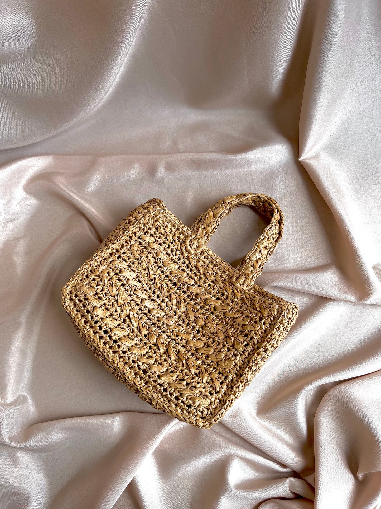 Mini summer raffia tote bag