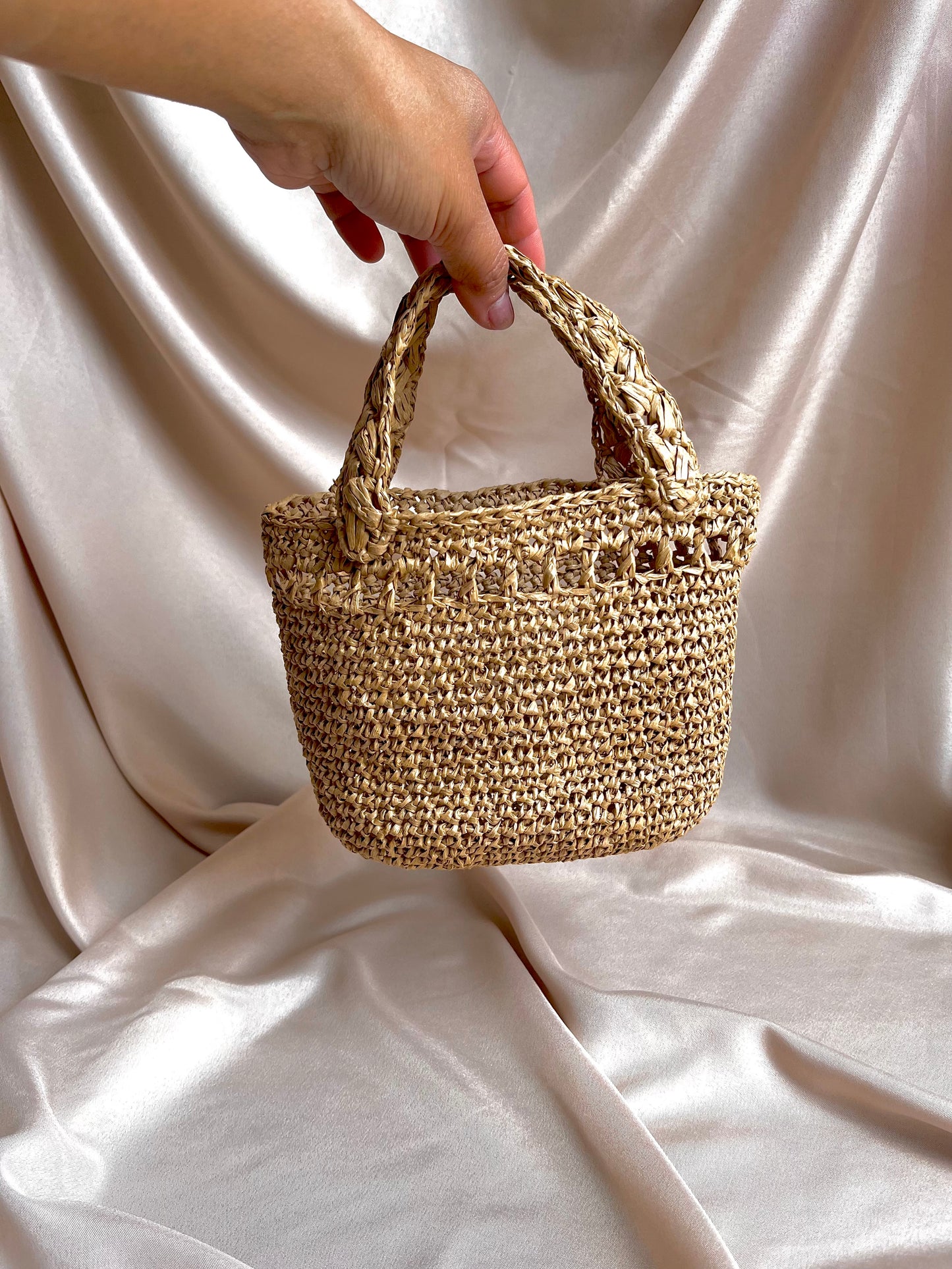 Mini summer raffia beach tote
