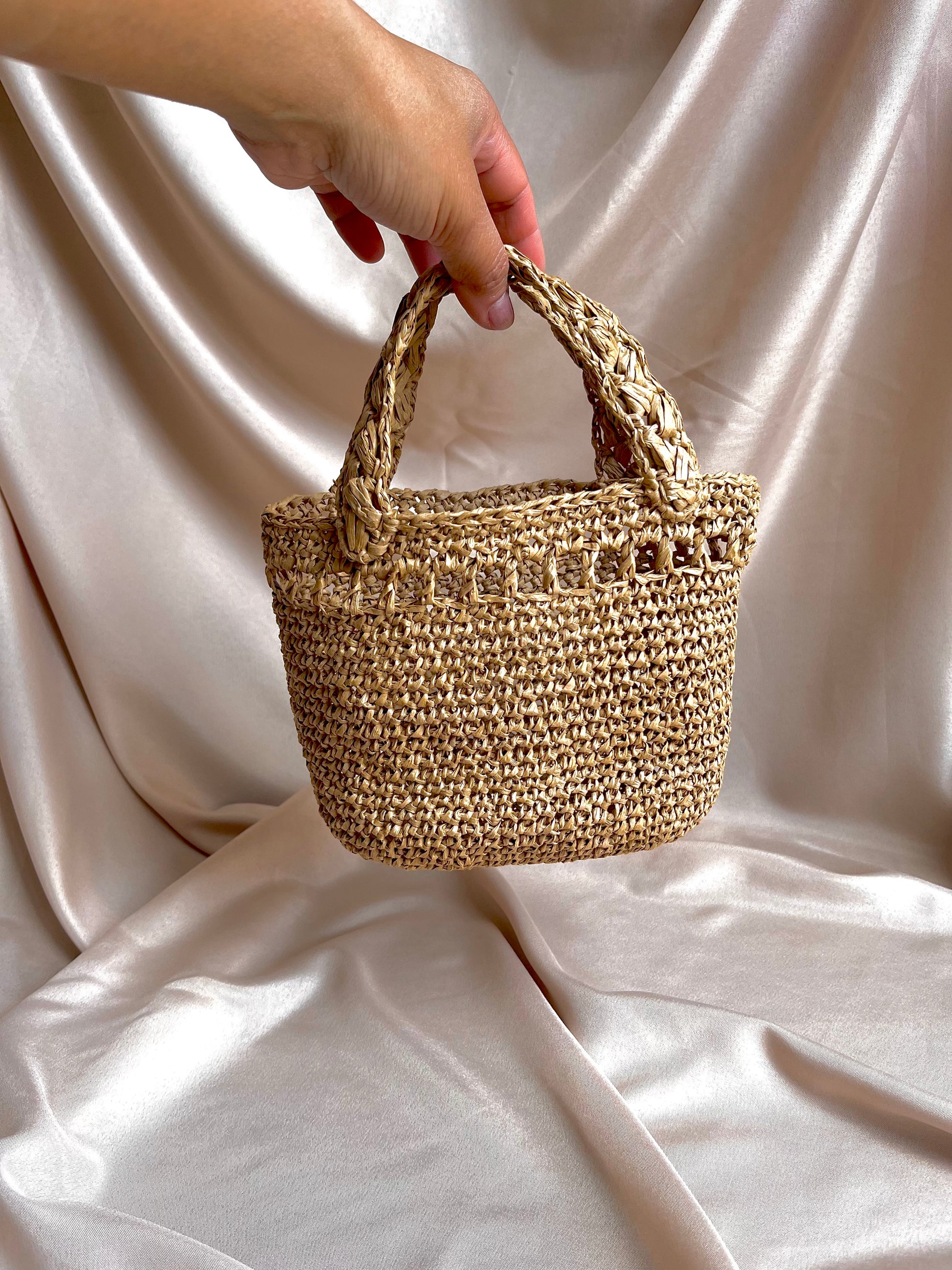 Mini summer raffia beach tote