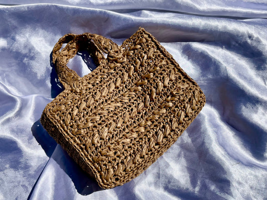Mini summer raffia tote bag