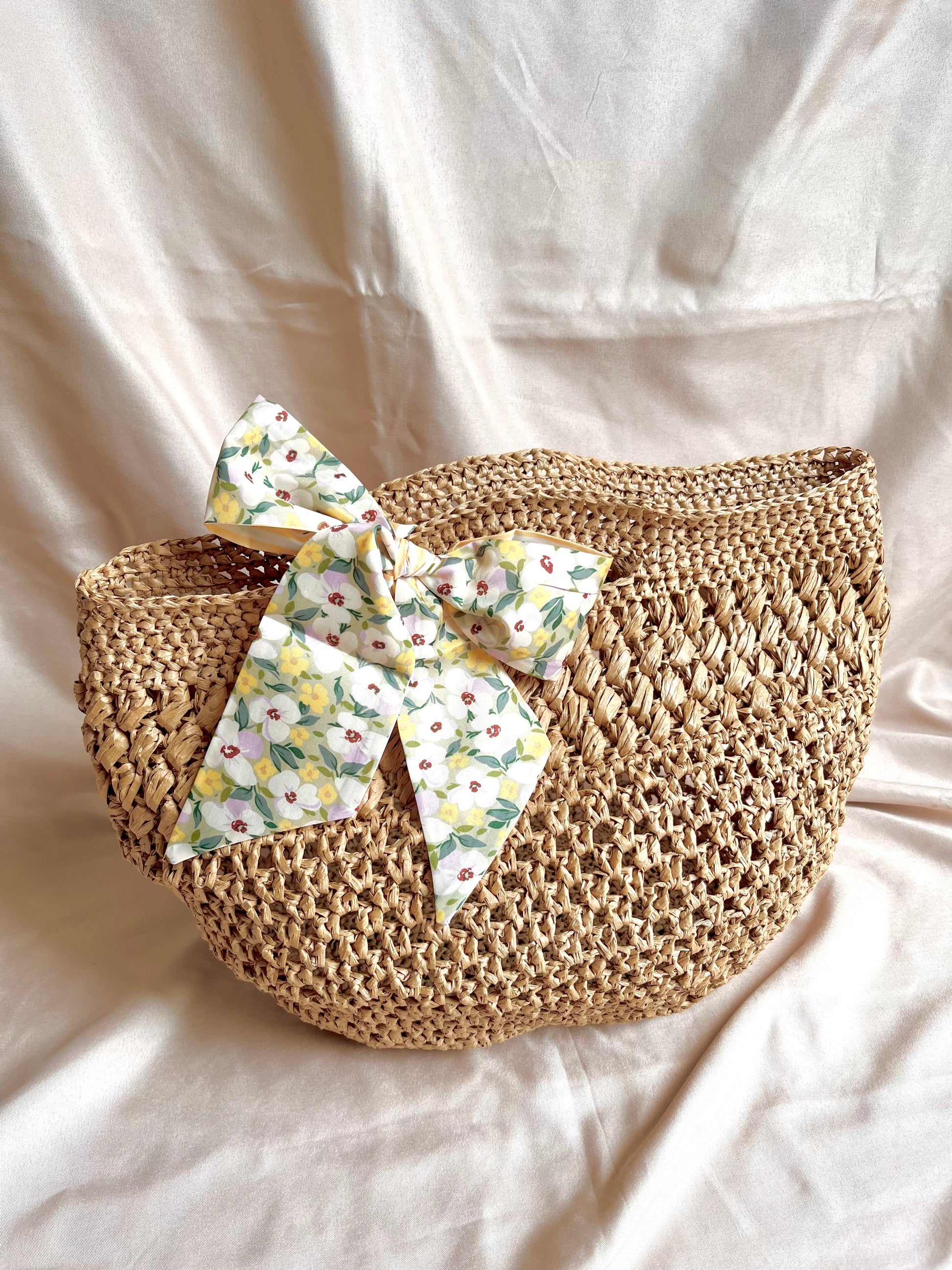 Crochet Raffia basket bag