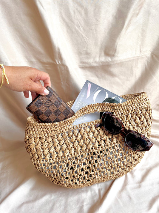 Crochet Raffia basket bag