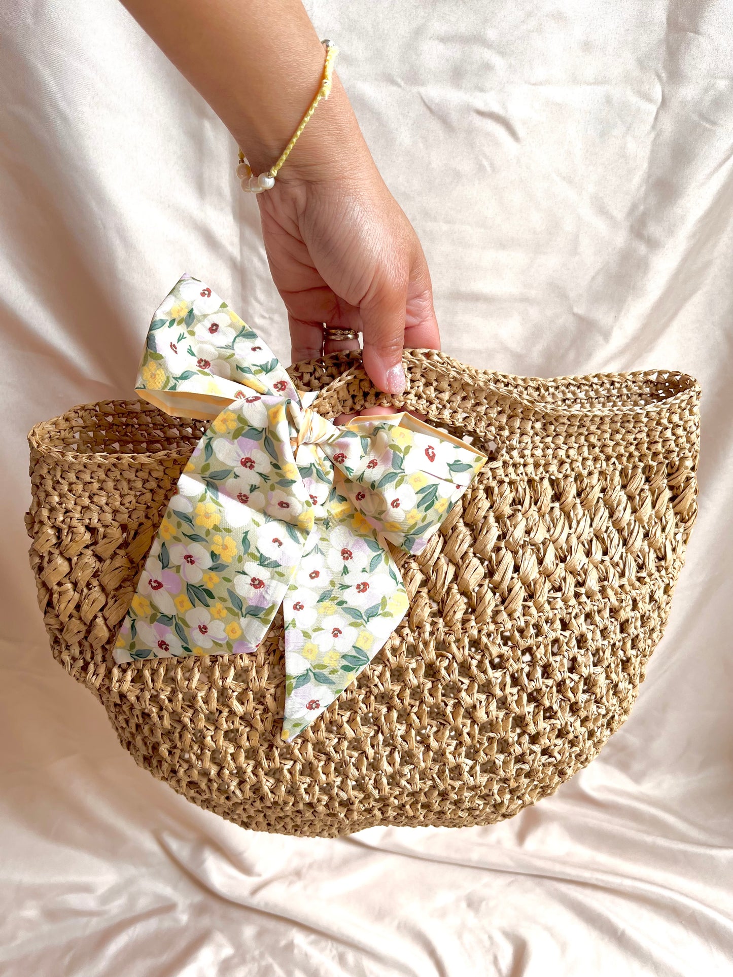 Crochet Raffia basket bag
