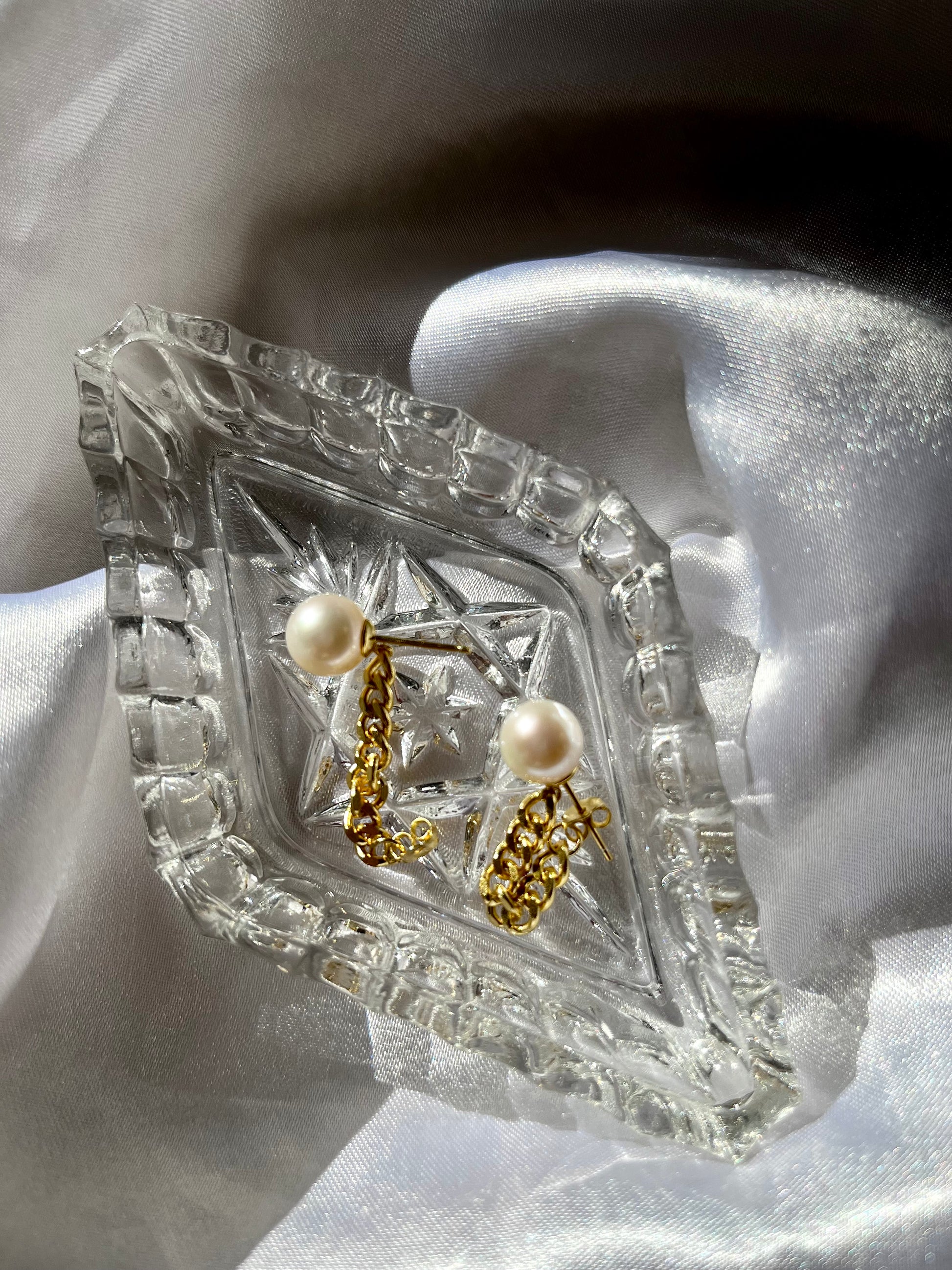 Unique chunky gold plated silver cuba chain freshwater pearl earrings
