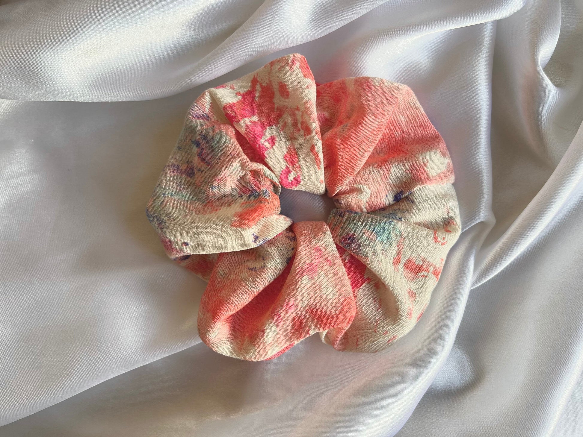 Spring colourful floral scrunchie 