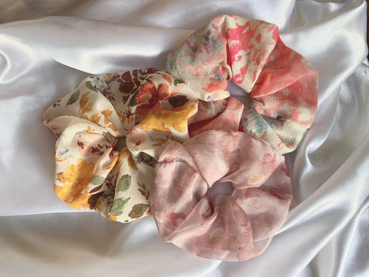 Spring colourful floral scrunchie 