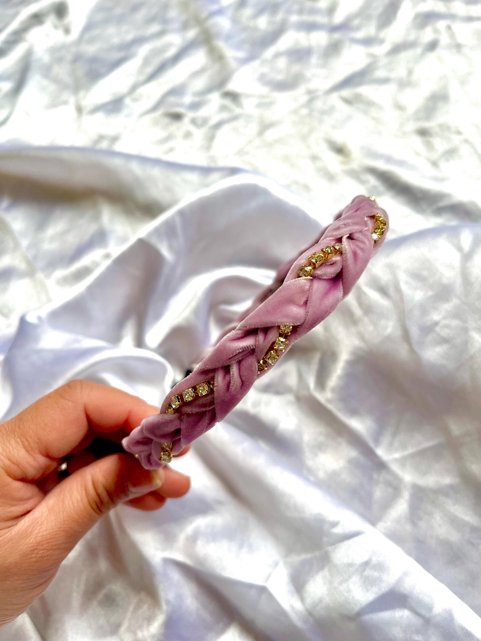 Chic Diamante braided velvet headband