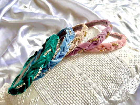 Chic Diamante braided velvet headband