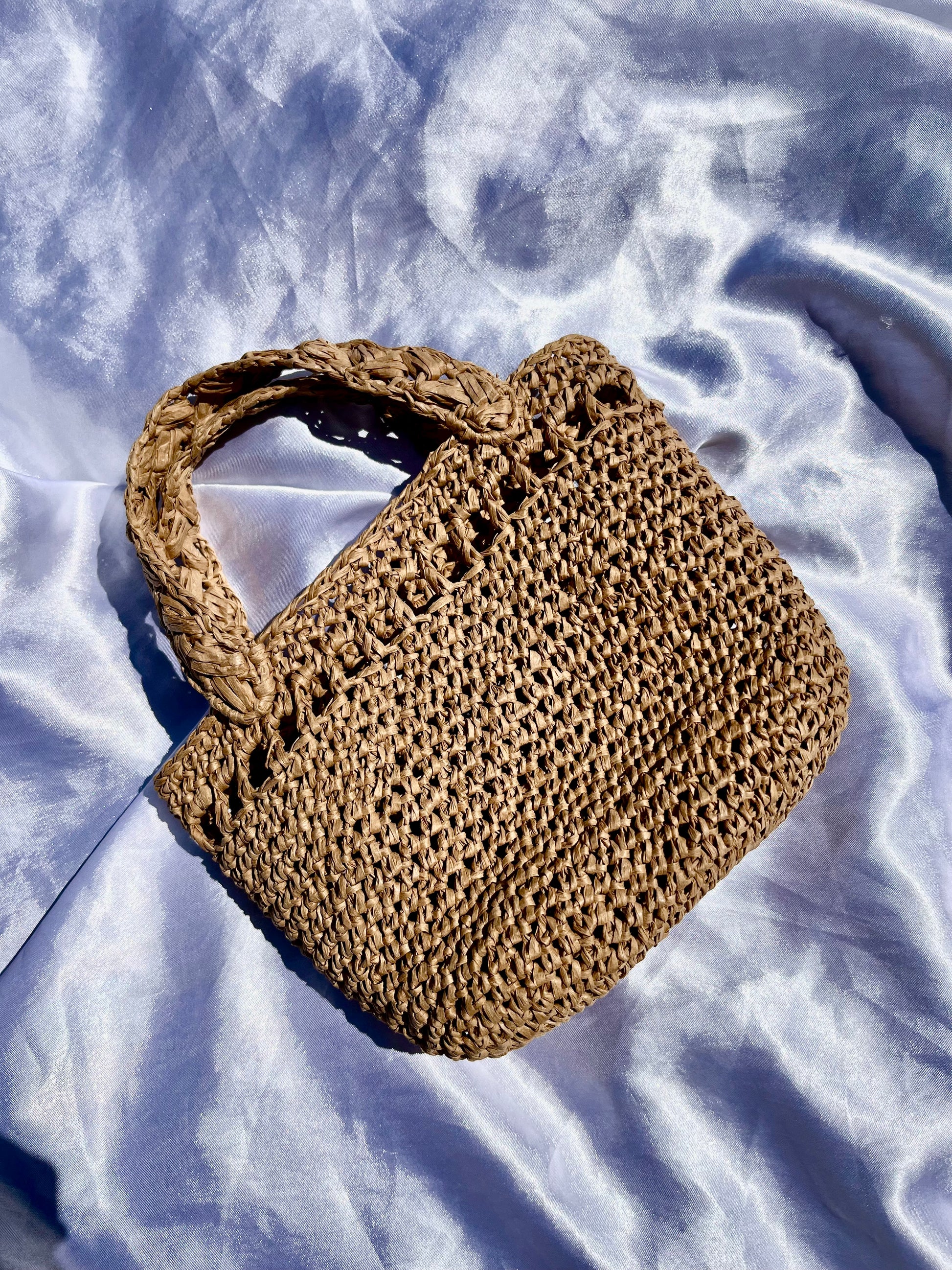 Mini summer raffia beach tote