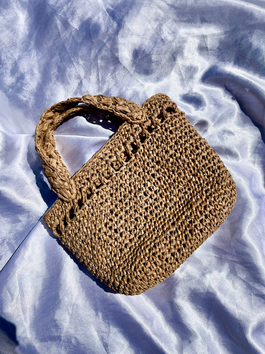 Mini summer raffia beach tote
