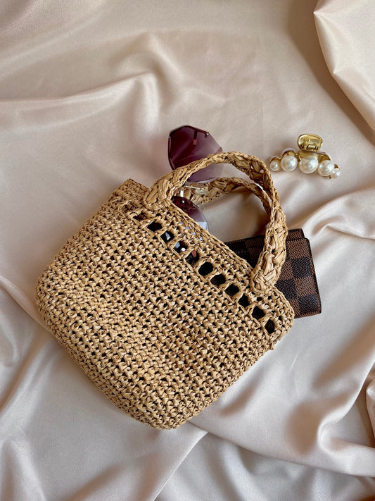 Mini summer raffia beach tote