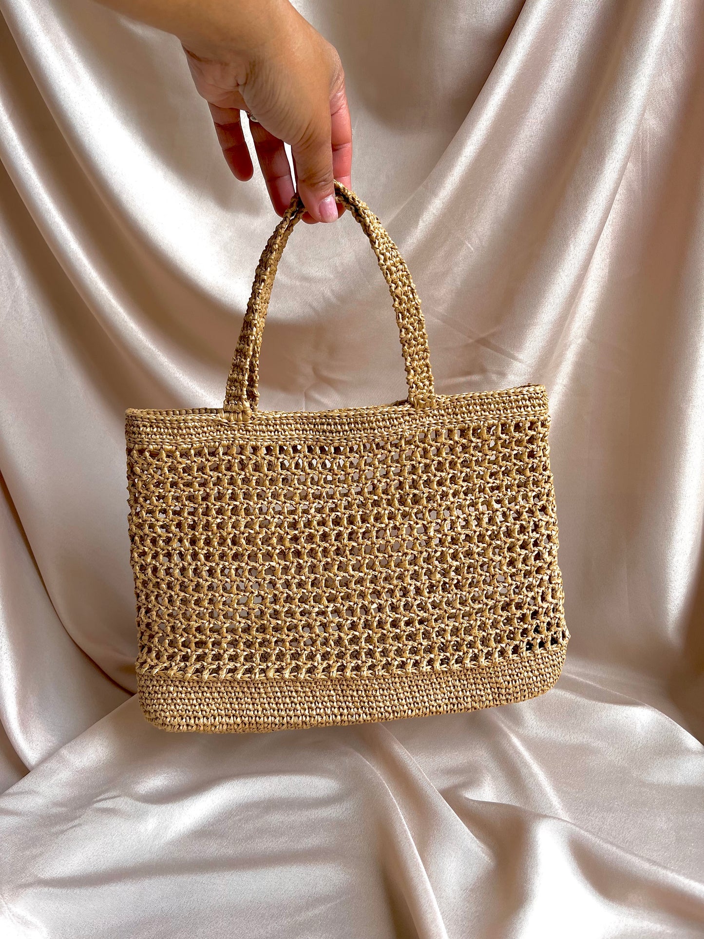 Chic raffia tote for summer beach holiday