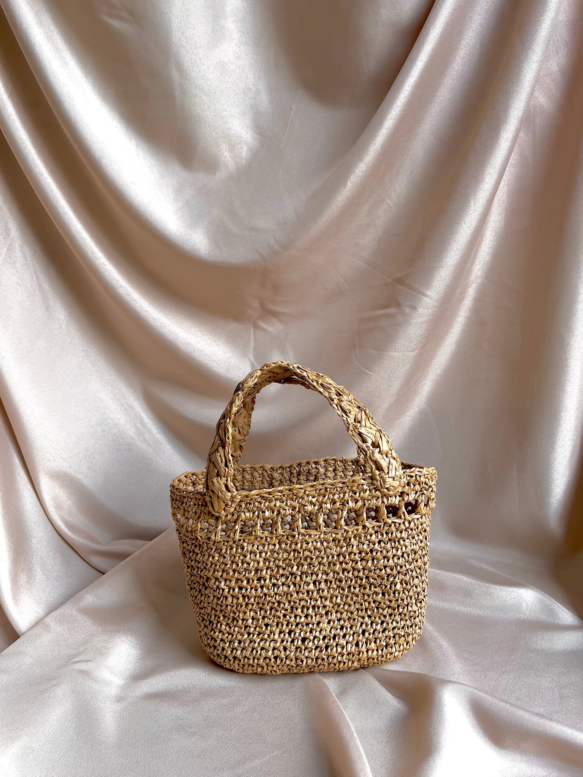 Mini summer raffia beach tote